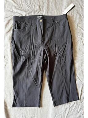Tribal Pants Women's Size 14 Black Button Zip Capris Straight Leg NWT